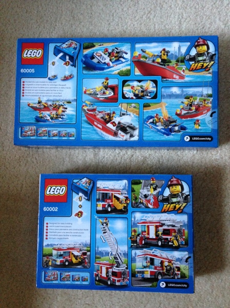 Lego City 60005 Fire Boat + 60002 Fire Truck- back